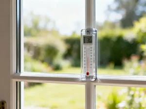 Przytulna sypialnia z nowoczesną ścianą z drewnianych lameli i nastrojowym oświetleniem, tworząca spokojną atmosferę.