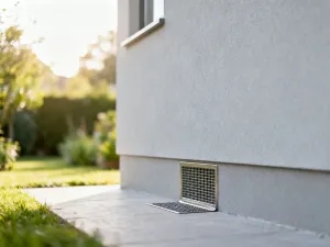 Dłonie ogrodnika w skórzanych rękawicach przycinają pęd róży za pomocą sekatora w słonecznym ogrodzie.