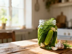 Zbliżenie na naturalną matę bambusową z widoczną strukturą splotu na tle słonecznego, nowoczesnego ogrodu.