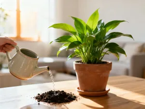 Kwiat magnolii odmiany Jane o intensywnie purpurowo-różowych płatkach na tle rozmytego, zielonego ogrodu.