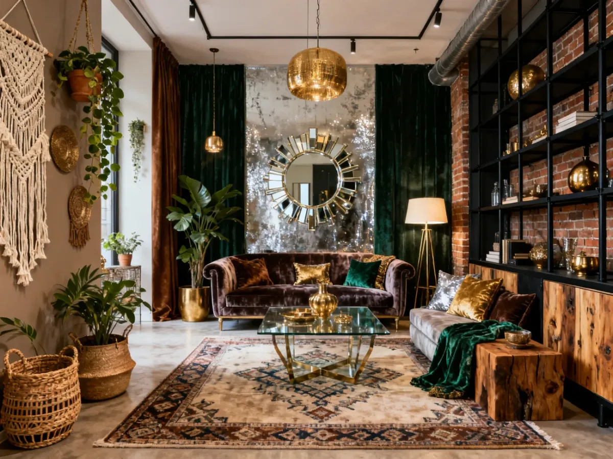 Różnorodne dekoracje inspirowane stylem boho, glamour i industrialnym