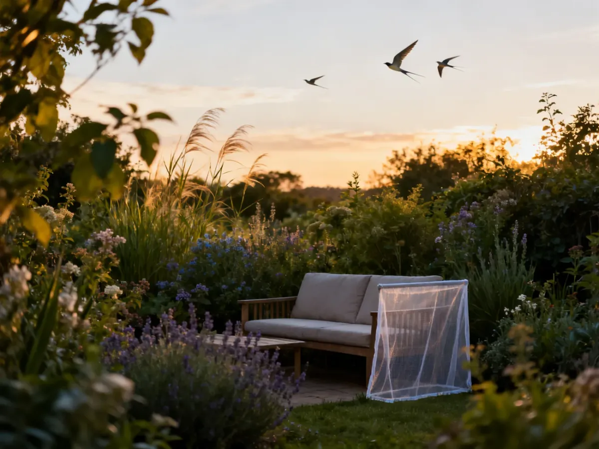 Fragrant plants combined with insect protection in an evening garden